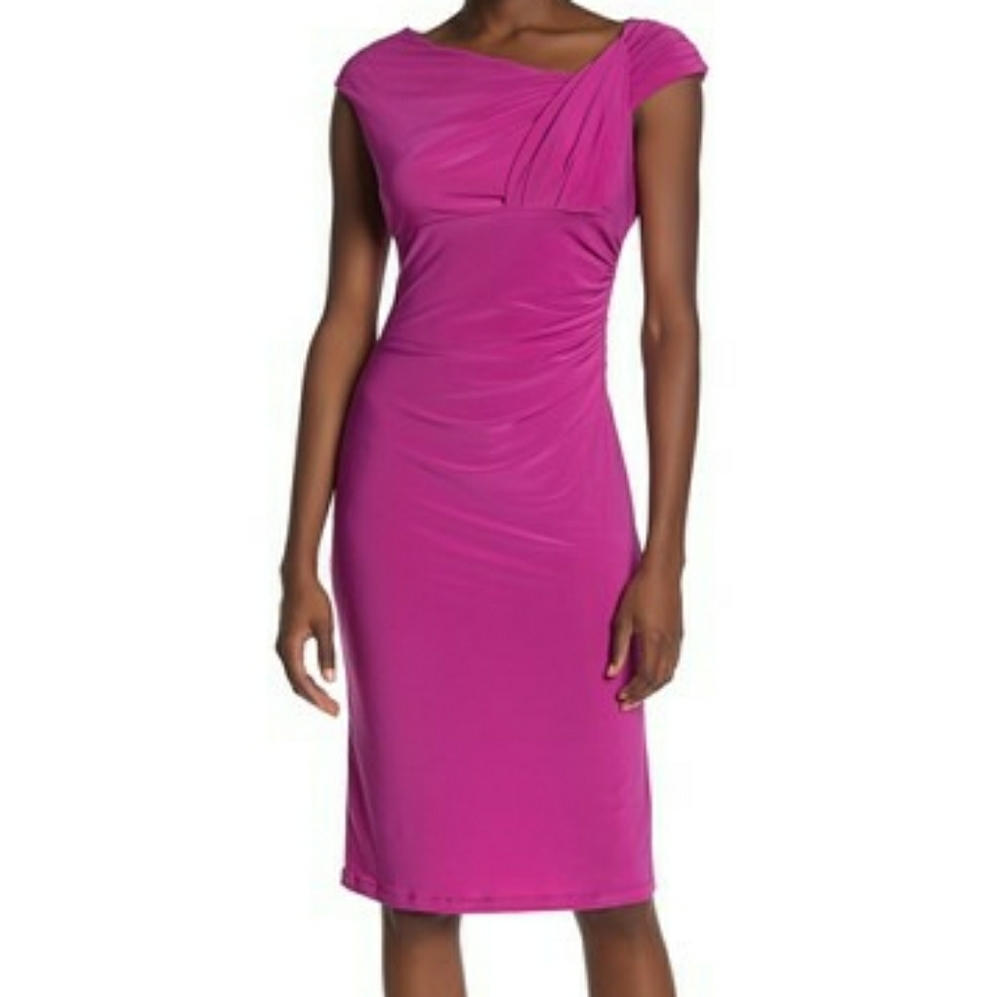 🎆 BLACK FRIDAY DEAL 🎆 BAILEY BLUE Sz Lg Faux Wrap Scuba Crepe Dress